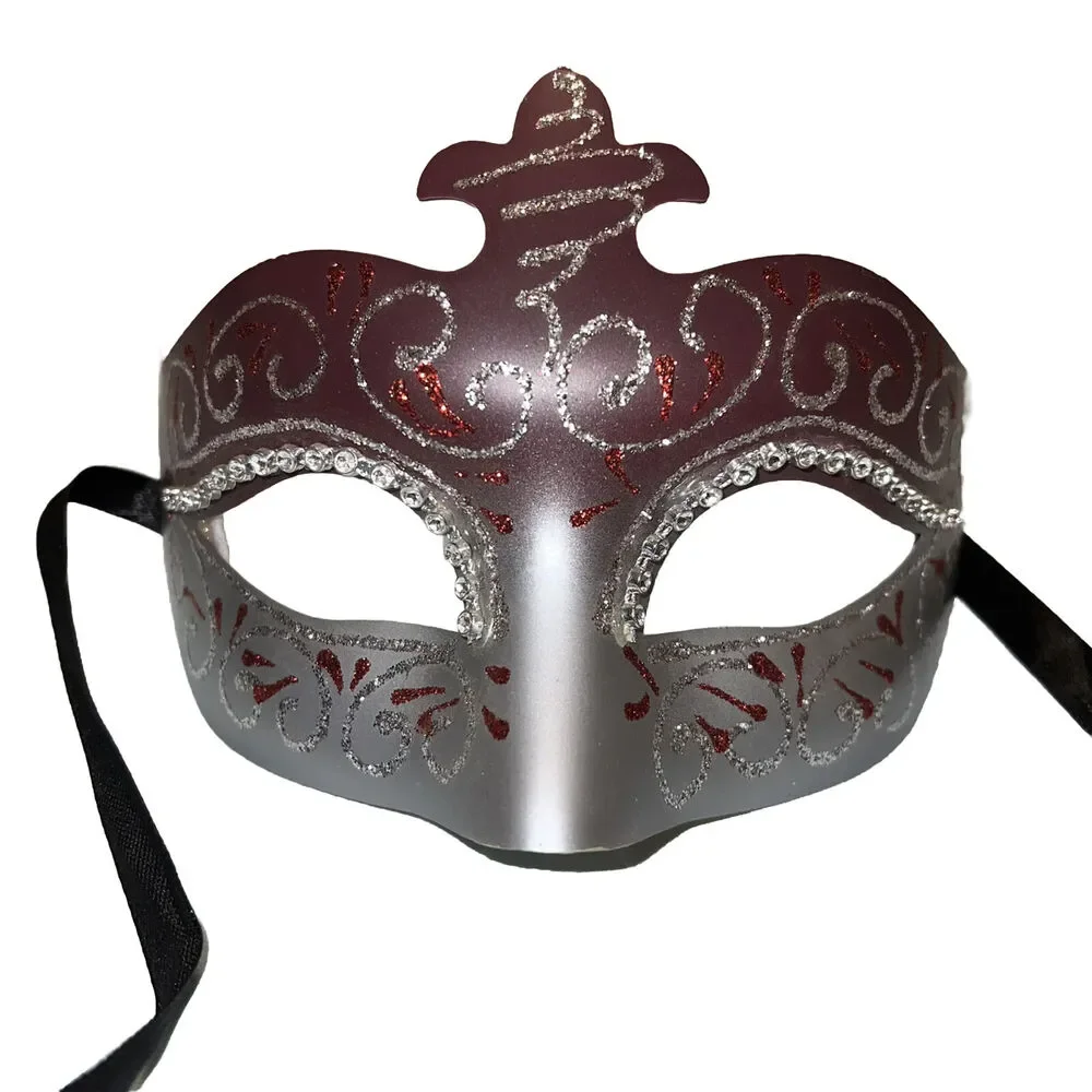 Masquerade Ball Mask Classic Venetian Halloween Party Theater Women Red Silver